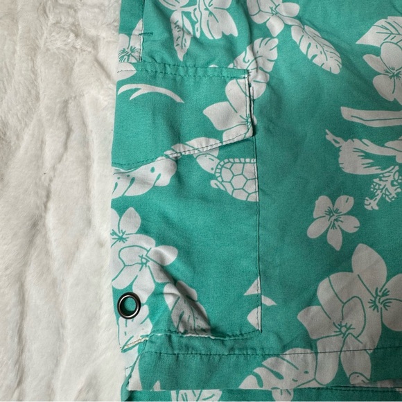 RAINFOREST turquoise Turtle Men's Swim Trunks Lined Pockets Tie Front Size Small - Picture 7 of 9